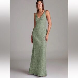 Azazie Agave Floral Burnout - Maxi Dress